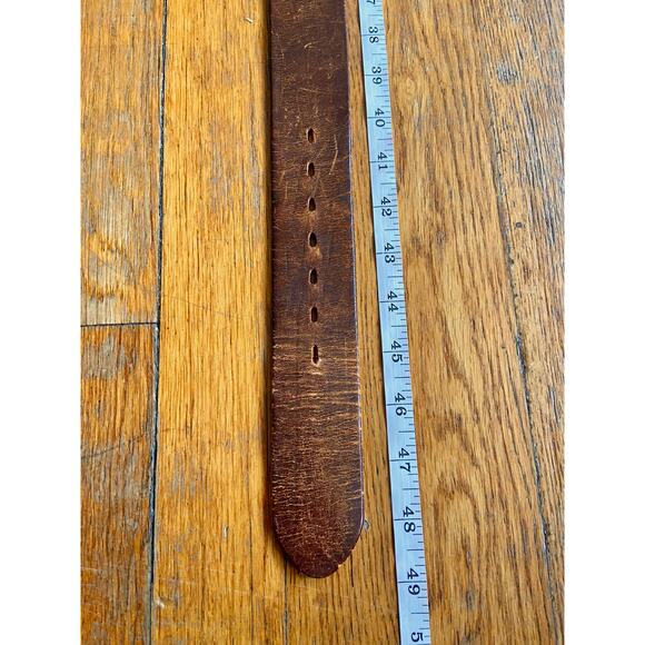 Vintage SEARS Distressed Wide Brown Leather Belt Mens sz 42 - Picture 11 of 12